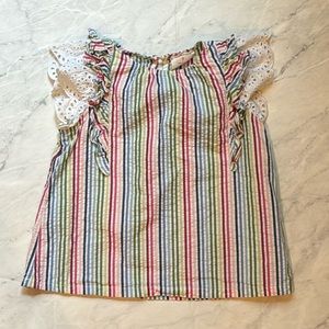 Lace sleeved striped top